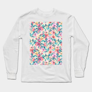 Peach Spring Floral in Watercolors Long Sleeve T-Shirt